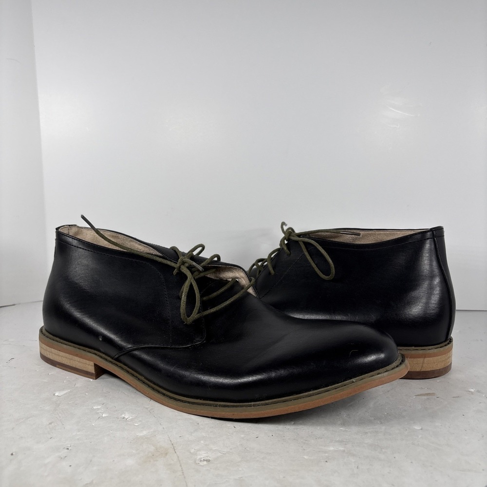 Size 13 W Deer Stags Seattle Black Simulated Leather Formal‎ Dress Shoes